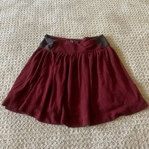 Free people burgundy red fall mini skirt with mesh side panels